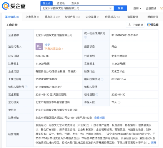 愛企查顯示,樂華娛樂擬于港交所上市,曾獲得阿里、字節跳動的投資 愛企查顯示,樂華娛樂擬于港交所上市,曾獲得阿里、字節跳動的投資
