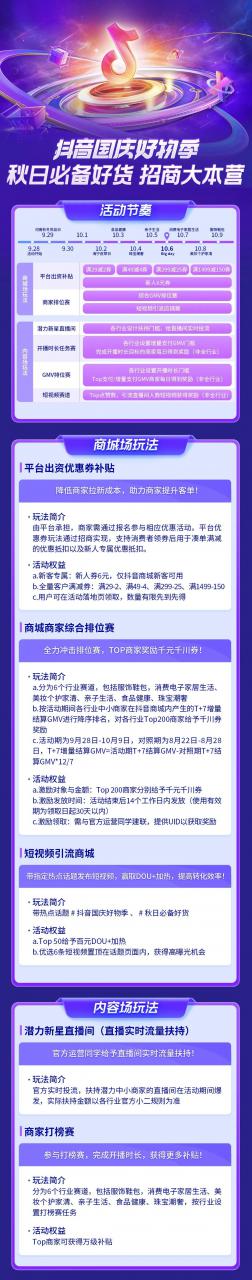 中小商家不容錯過的「抖音國慶好物季-秋日必備好貨」，招商正在進行時！